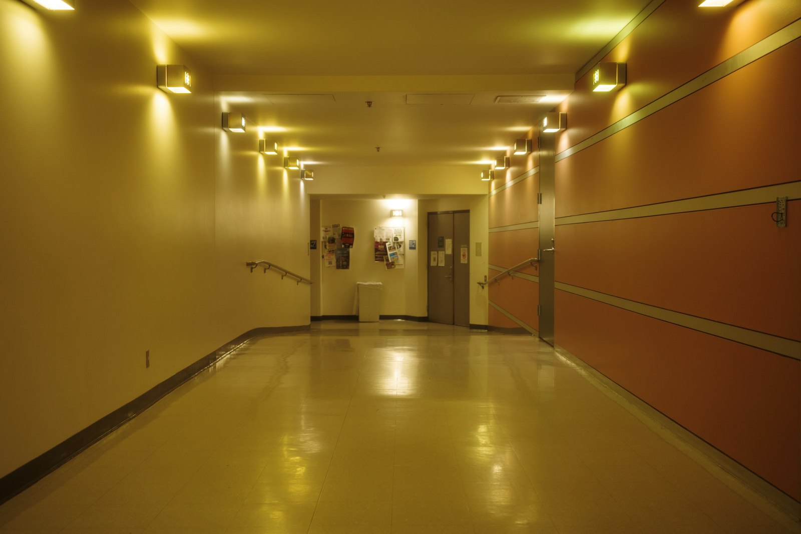 Clean modern hospital corridor