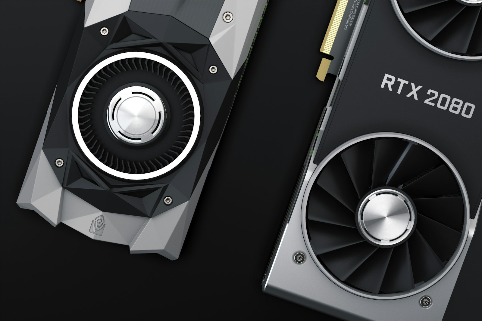 Close-up of a high-performance GPU used for model training